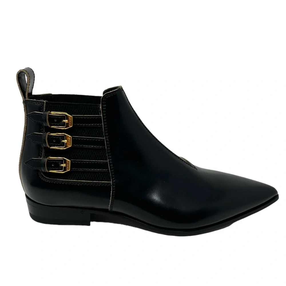 GUCCI Womens Cordovan Lux Leather Ankle Boot Black Size 38 EU - Picture 16 of 17